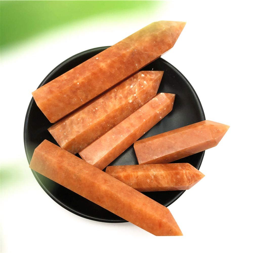 1pc Natural Orange Calcite Point Stone Quartz Tower Orange Wand Ornament for Home Decor Pyramid Natural Stones and Minerals-110-140mm