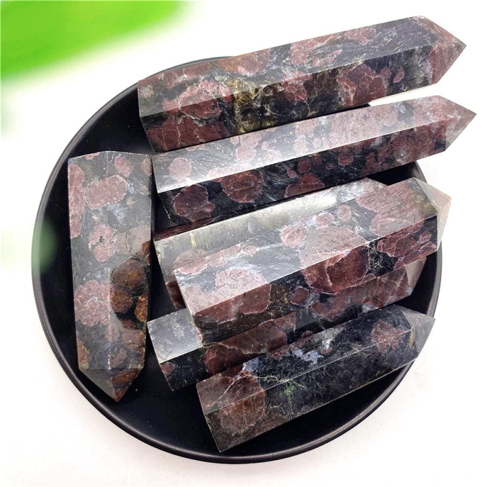 1PC Natural Quartz Astrophyllite and Garnet Point Towers Crystals Healing Stones for Feng Shui Natural Stones and Minerals-70-80mm