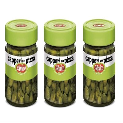 3X D'Amico Capperi per Pizza Capers for Pizza Glass 100g