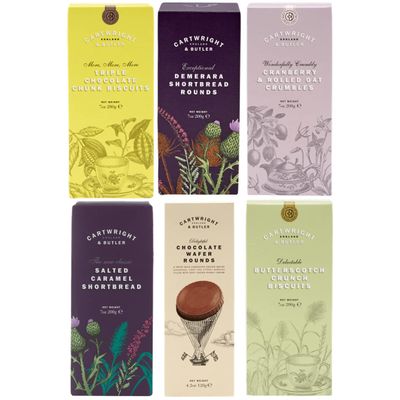 Cartwright & Butler | Biscuit Six Pack Selection | A Variety of our Favourite Biscuits | Includes Triple Choc Chunk, Salted Caramel Shortbread, Butterscotch Crunch and More
