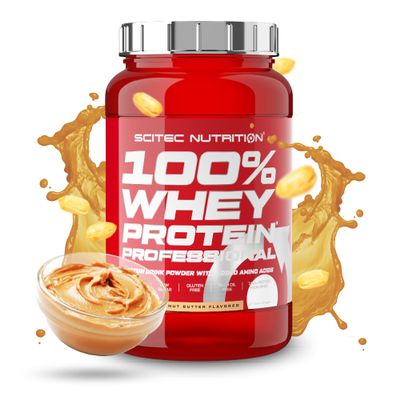 Scitec Nutrition 100% Whey Protein Professional Enhanced with Extra Amino Acids & Digestive Enzymes Gluten-Free Palm Oil Free, 920 g, Peanut Butter