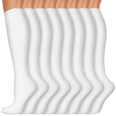 Copper Compression Socks 15-20 mmHg for Men & Women 8 Pairs  Circulation Support for Nurses, Travel, Running, Hiking, Soccer,Gift,Pregnant, Nurses(S/M)