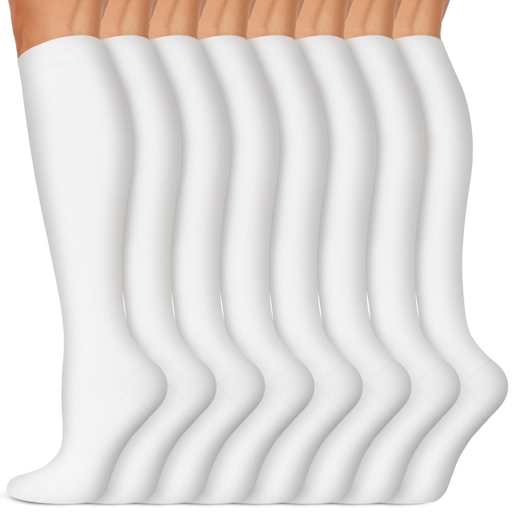 Copper Compression Socks 15-20 mmHg for Men & Women 8 Pairs Circulation Support for Nurses, Travel, Running, Hiking, Soccer,Gift,Pregnant, Nurses(S/M)