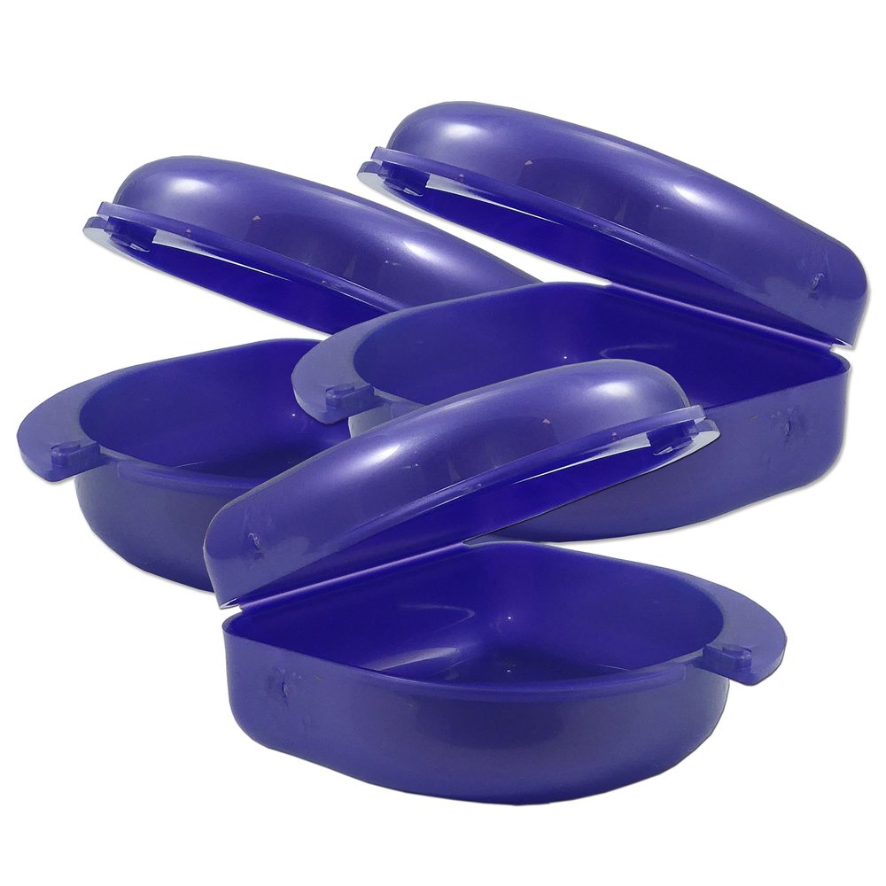 Bulk Pack of 48 Gum Shield Case - Mouthguard Box for Ortho Retainers, Sports Dental Appliances, Dentures & More (Purple)
