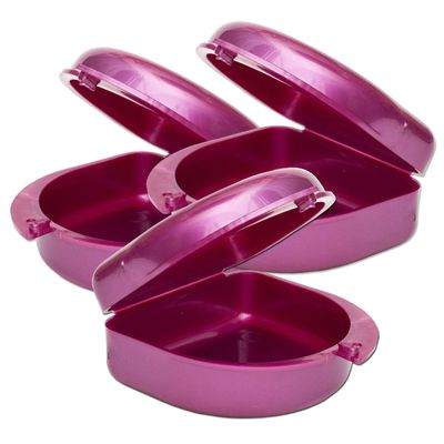 Bulk Pack of 48 Gum Shield Case - Mouthguard Box for Ortho Retainers, Sports Dental Appliances, Dentures & More (Pink)