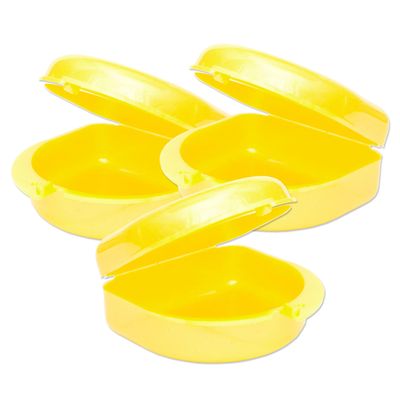 Bulk Pack of 48 Gum Shield Case - Mouthguard Box for Ortho Retainers, Sports Dental Appliances, Dentures & More (Glitter Yellow)