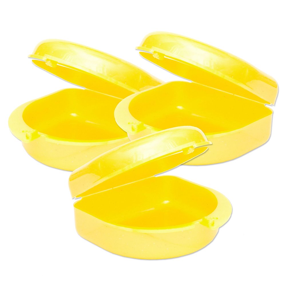 Bulk Pack of 48 Gum Shield Case - Mouthguard Box for Ortho Retainers, Sports Dental Appliances, Dentures & More (Glitter Yellow)