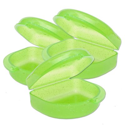 Bulk Pack of 48 Gum Shield Case - Mouthguard Box for Ortho Retainers, Sports Dental Appliances, Dentures & More (Glitter Green)