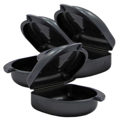 Bulk Pack of 48 Gum Shield Case - Mouthguard Box for Ortho Retainers, Sports Dental Appliances, Dentures & More (Dark Grey)