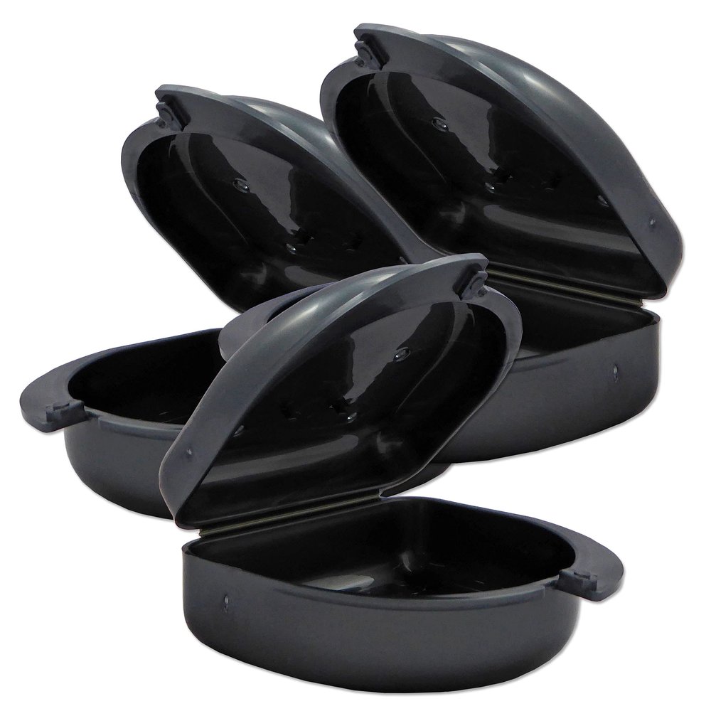 Bulk Pack of 48 Gum Shield Case - Mouthguard Box for Ortho Retainers, Sports Dental Appliances, Dentures & More (Dark Grey)