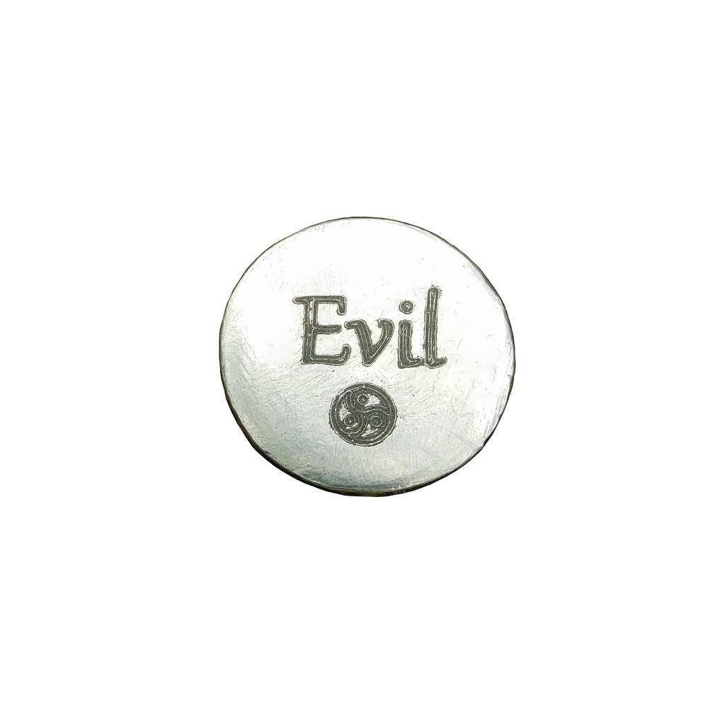 BDSM Token, Evil Token, Cast Pewter Pocket Token with a Polished Finish