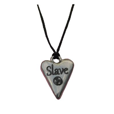 Fine Pewter BDSM Heart Pendant with Slave Inscription  Adjustable Cord  Handmade by William Sturt