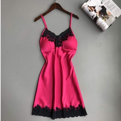 MLLM Teddy Strap Babydoll,Sexy pajamas sling skirt, sex temptation home nightdress-rose Red_XL,Soft sleepwear Comfortable night dress
