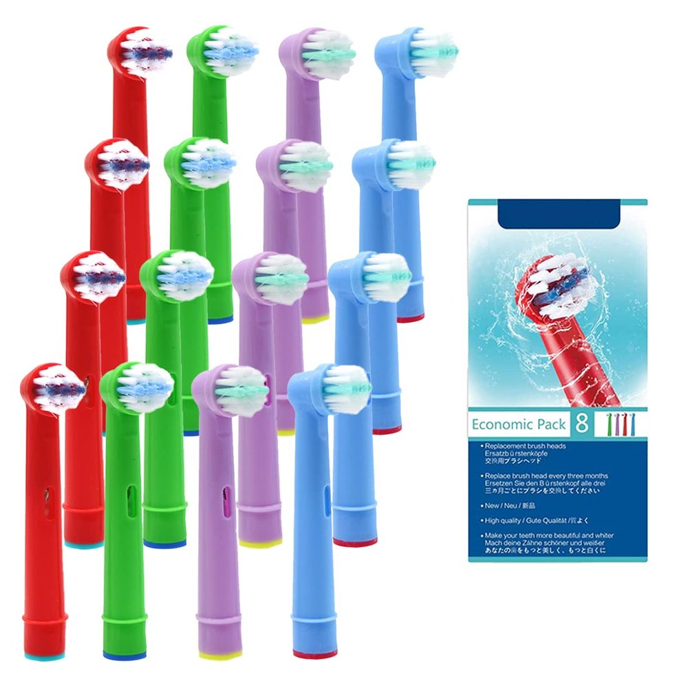 FFYan 16pcs Kid's Toothbrush Head for Oral B, Children Replacement Brush Heads for Braun Electric Rechargeable Toothbrush with Package