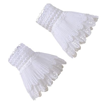 Elegtiskas Lolita False Sleeves Wrist Cuffs Floral Layered Lace Cuff