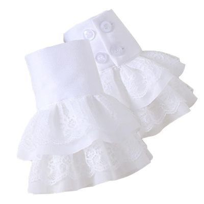 Elegtiskas Wrist Cuffs Floral Layered Lace Cuffs