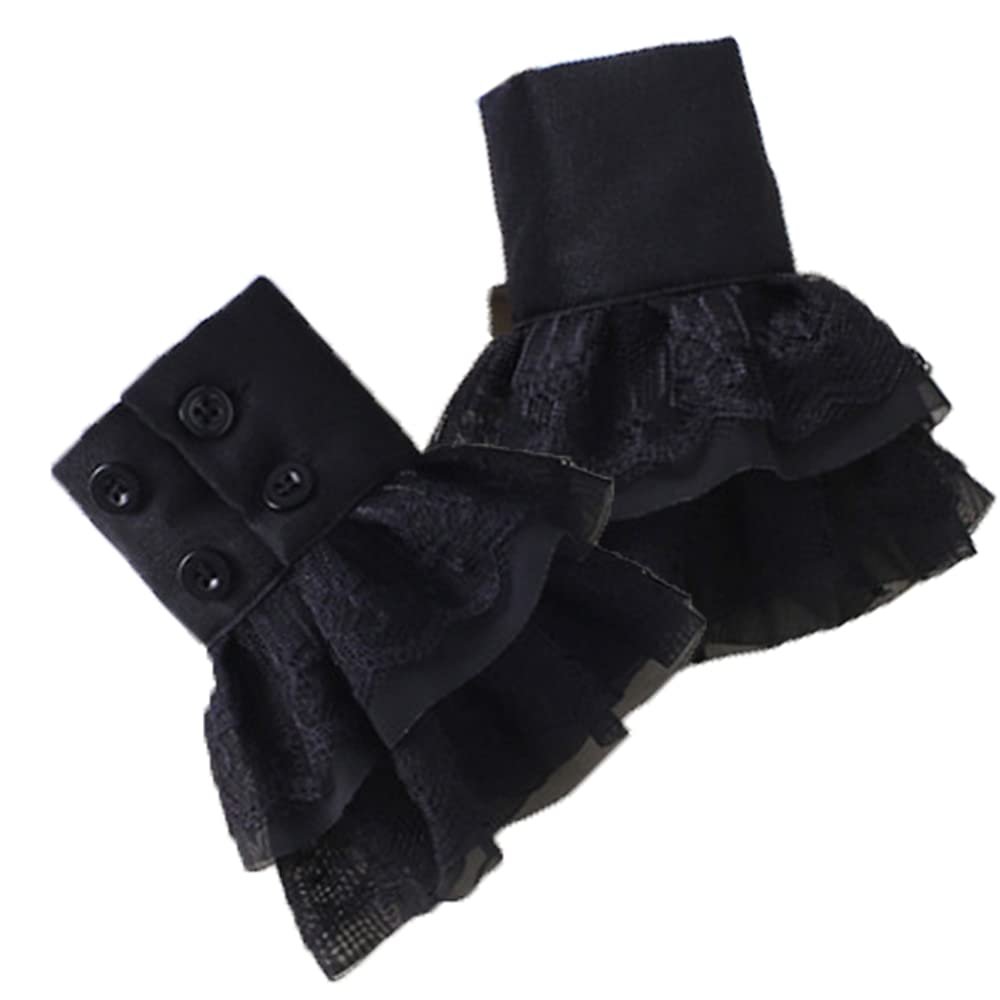 Elegtiskas False Sleeves Wrist Cuffs Floral Layered Lace Cuff