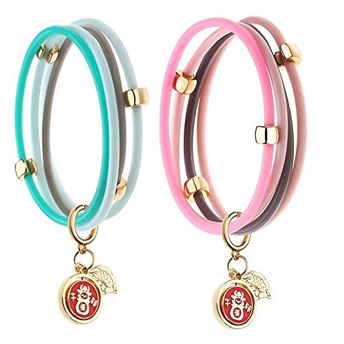 2PCS Mosquito Repellent Leather Bracelet Lasting Protection Mosquito-Free Wrist Band Girl All Natural Plant Oils and Deet Free Anti Insects & Bugs Leather Bracelets for Whole Family(Blue+Pink)