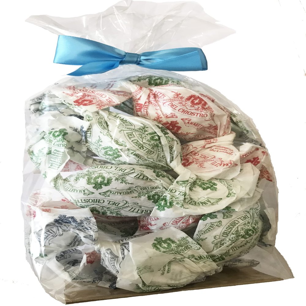 Amaretti del Chiostro Crunchy individually wrapped Italian Amaretti Biscuits in gift Bag 16 biscuits (approx 150g) Glten Free