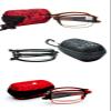 3 PAIRS SUPER-LITE TR90 Material FOLDING,BENDABLE Reading Glasses Includes CASE with BELT HOLDER + Cloth 10 Lens Variations in Black, Burgundy or Brown RG51 (3 x Black & Black case, 4.0) view 1