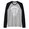 AMERICA SPILLING TEA SINCE 1773 Meme July 4th Boston Party Raglan Baseball Tee view 1