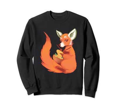 Fox Knitting Ramen Noodles Kawaii Japanese Anime Aesthetic Sweatshirt