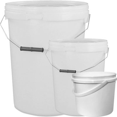 Plastic Bucket with LID and Metal Handle, Hard Wearing Bucket With Tamper Evident Lids 5L 10L 25L (5L, 10)