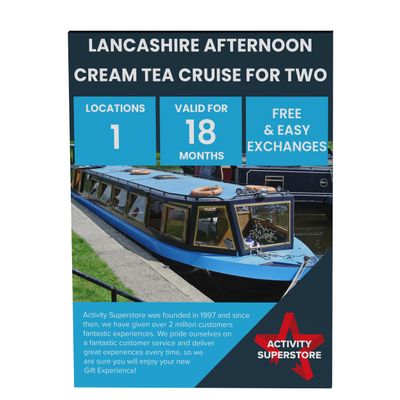 Activity Superstore Lancashire Afternoon Cream Tea Cruise for Two Experience Voucher - Couples and Retirement Gift
