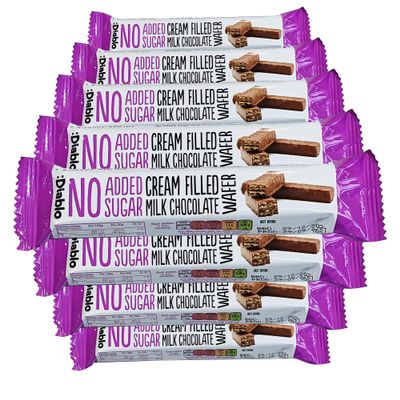 Diablo Cream Filled Milk Chocolate Wafers - No added Sugar, Maltitol Sweetened Treat, Individually Wrapped Biscuits Hamper Basket Ready Snack Pack, Perfect for Gifting - 30g, Pack of 8