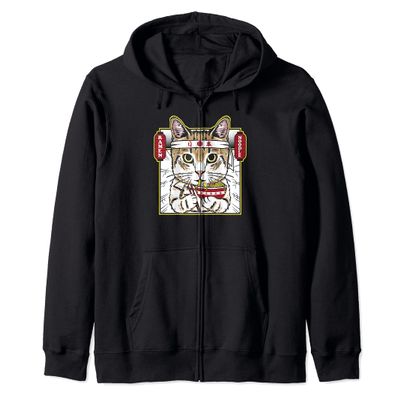 Kawaii Ramen Noodle Cat Ramen Life Anime Cat Kawaii Neko Zip Hoodie