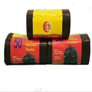 100 x Heavy duty black bin liners, 160 Gauge 40 Micro, Rubbish Bin sacks for dustbins, Garbage refuse bags, Extra Strong black garbage bags roll for everyday use, Rim:1420MM, Length: 840mm