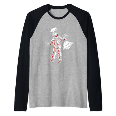 Funny Astronaut Baking Cake In Space Raglan Baseball Tee