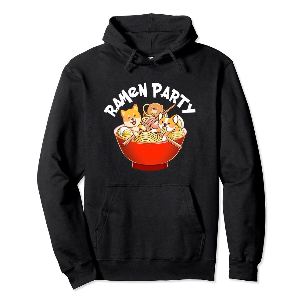 Ramen Noodle Party Kawaii Ramen Noodle Shiba Inu Ramen Life Pullover Hoodie
