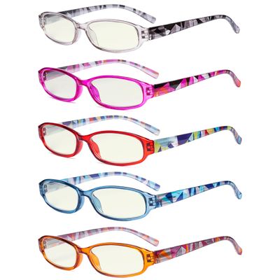 Eyekepper 5-pack Reading Glasses Blue Light Blocking for Women +1.00
