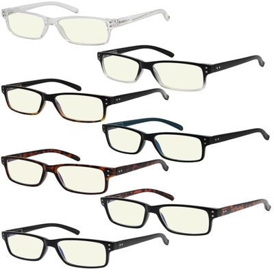 Eyekepper 7-pack Reading Glasses Blue Light Blocking for Men +4.00