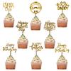 8 Piece Happy Father's Day Cake Topper - Father's Day Golden Glitter Birthday Cake Decoration Dad Party Supplies view 2
