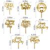 8 Piece Happy Father's Day Cake Topper - Father's Day Golden Glitter Birthday Cake Decoration Dad Party Supplies view 3