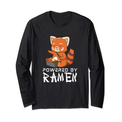 Powered By Ramen Red Panda Japanese Food Noodles Soba Long Sleeve T-Shirt