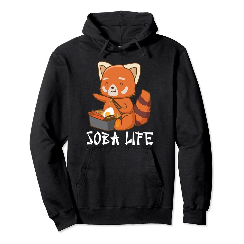 Soba Life Red Panda Japanese Food Anime Soba Noodles Pullover Hoodie