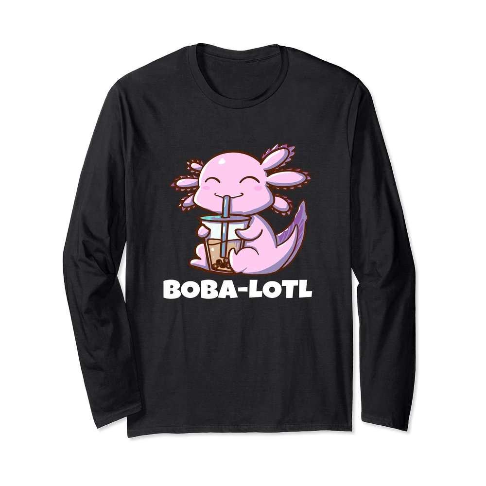 Axolotl Bubble Tea Boba-Lotl Funny Boba Tea Lover Long Sleeve T-Shirt