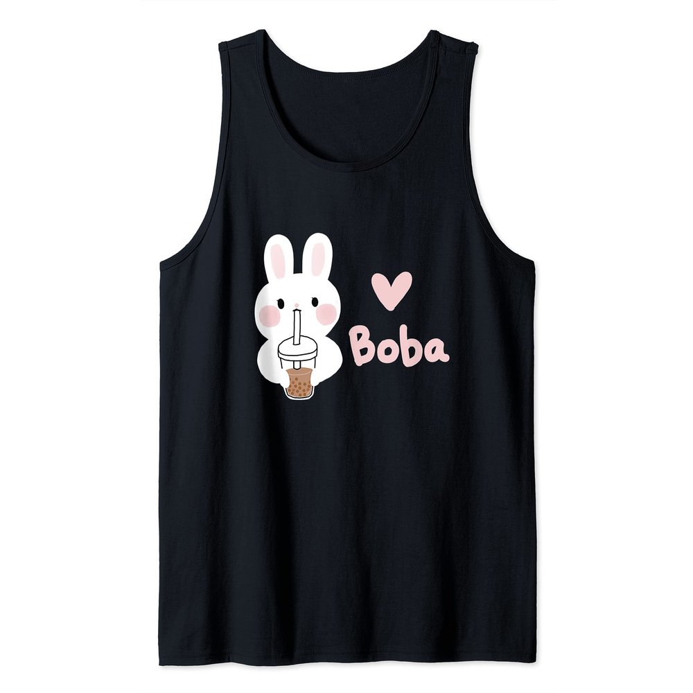 Cute Kawaii Bunny Boba Milk Tea Bubble Tea Graphic Tank Top