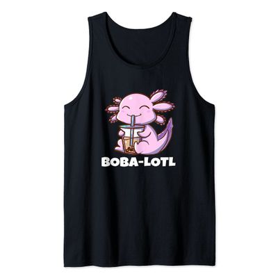 Axolotl Bubble Tea Boba-Lotl Funny Boba Tea Lover Tank Top