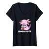 Womens Axolotl Bubble Tea Boba-Lotl Funny Boba Tea Lover V-Neck T-Shirt view 1