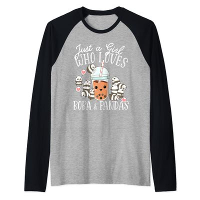 Boba Tea Bubble Tea Kawaii Japanese Lover Panda Bear Drink Raglan Baseball Tee