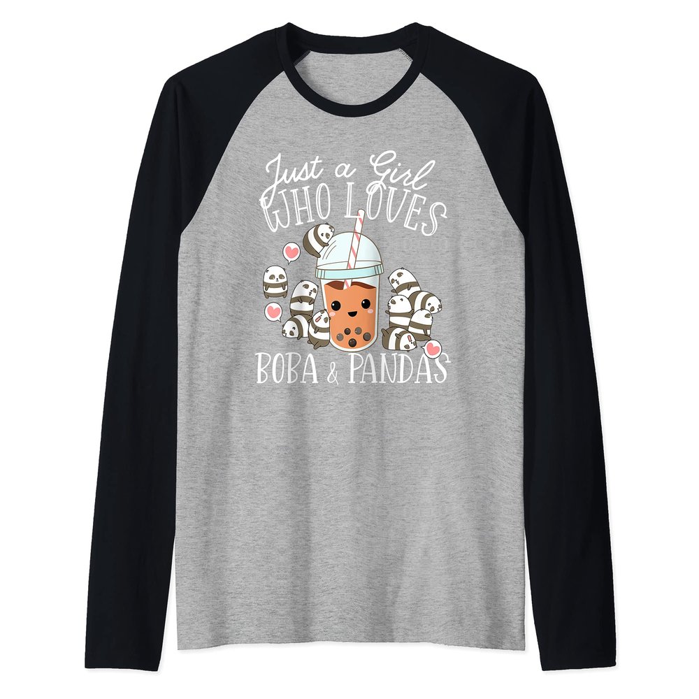 Boba Tea Bubble Tea Kawaii Japanese Lover Panda Bear Drink Raglan Baseball Tee