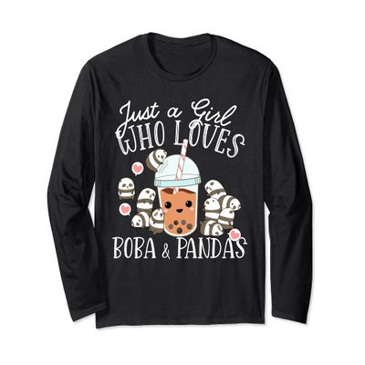 Boba Tea Bubble Tea Kawaii Japanese Lover Panda Bear Drink Long Sleeve T-Shirt