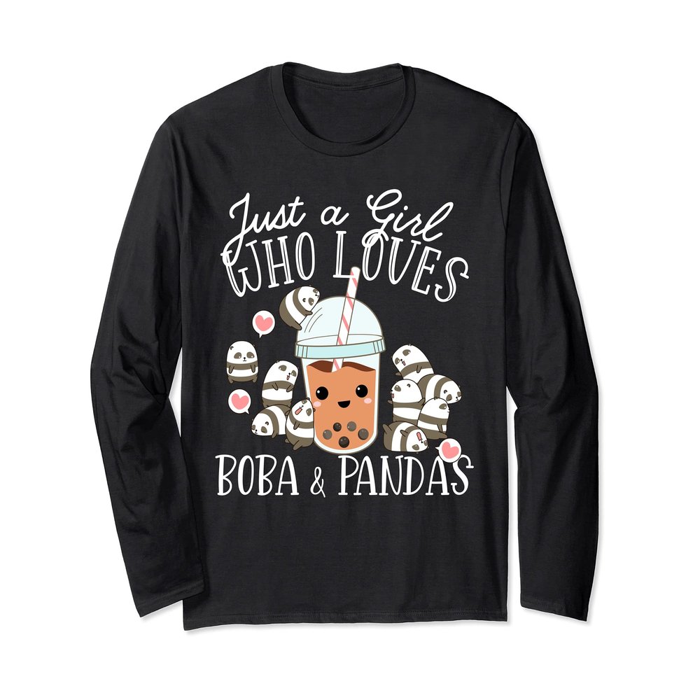 Boba Tea Bubble Tea Kawaii Japanese Lover Panda Bear Drink Long Sleeve T-Shirt