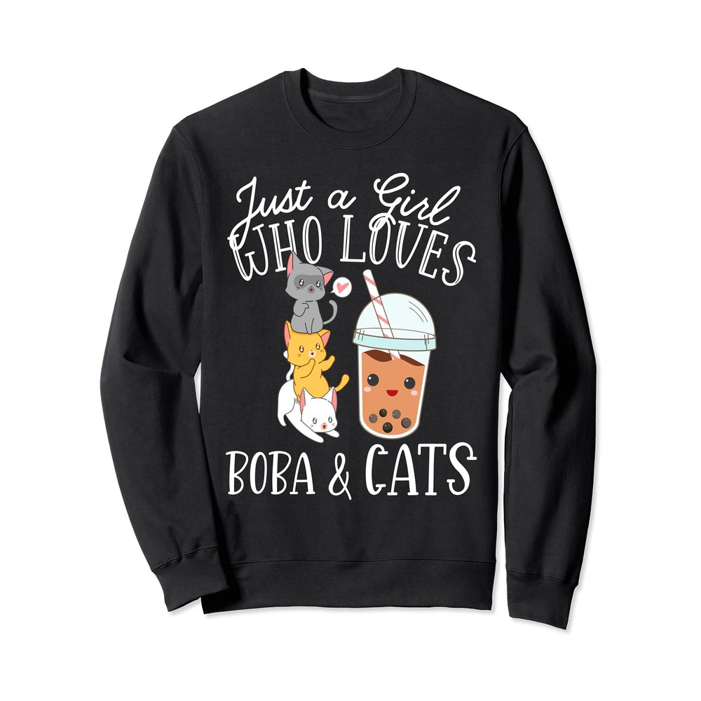Boba Tea Bubble Tea Kawaii Japanese Lover Cat Kitten Drink Sweatshirt