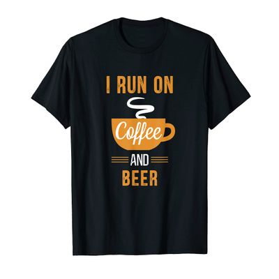 I Run on Coffee and Beer - Funny Caffeine Meme T-Shirt