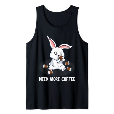 Need More Coffee Bunny Kawaii Coffee Bean Cafe Bunny Comic Tank Top